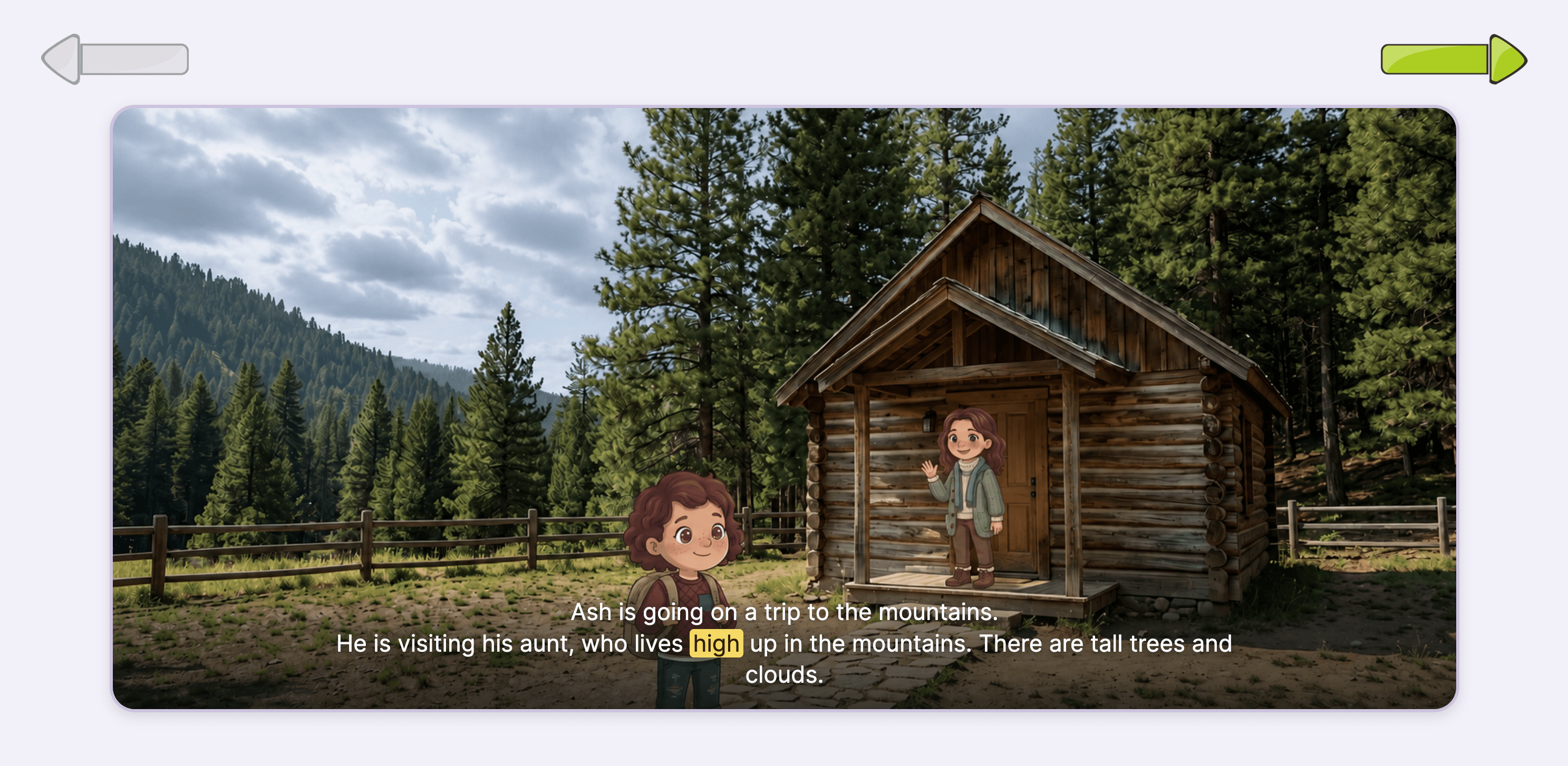 Interactive illustrated story-reading interface