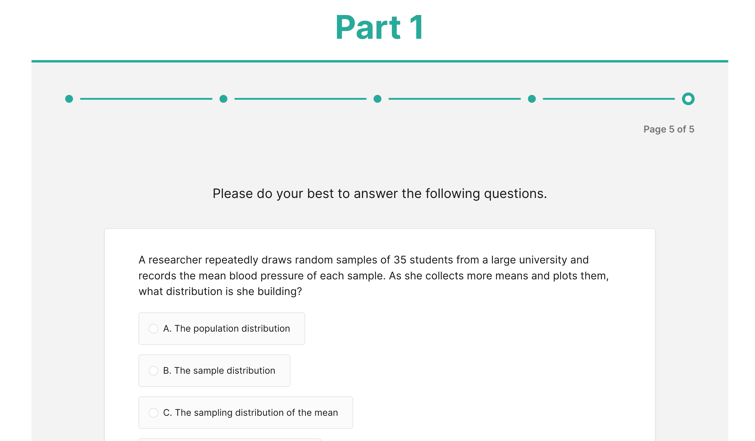 Qualtrics pre-test assessment interface
